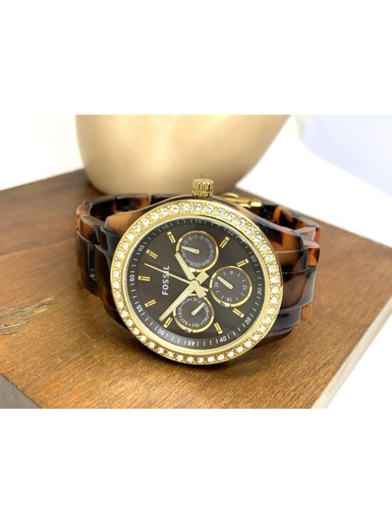 Fossil Women\'s Watch ES2795 Stella Quartz Gemmed Gold Tortoise Shell 37mm main image 7
